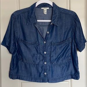 Short Sleeve Denim Crop Top